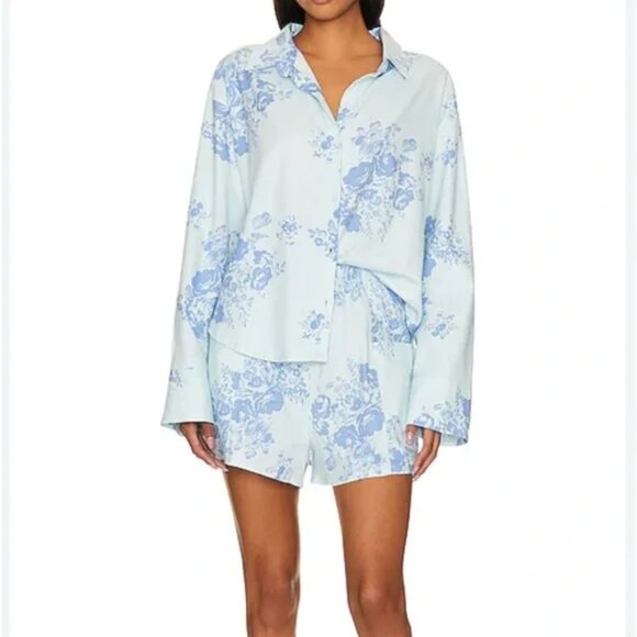 Free people x Intimately FP Early Morning Sleep Set in chambray Combo XL - Picture 1 of 5